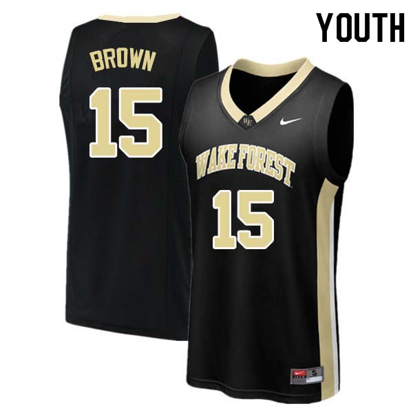 Youth #15 Skip Brown Wake Forest Demon Deacons College Basketball Jerseys Sale-Black